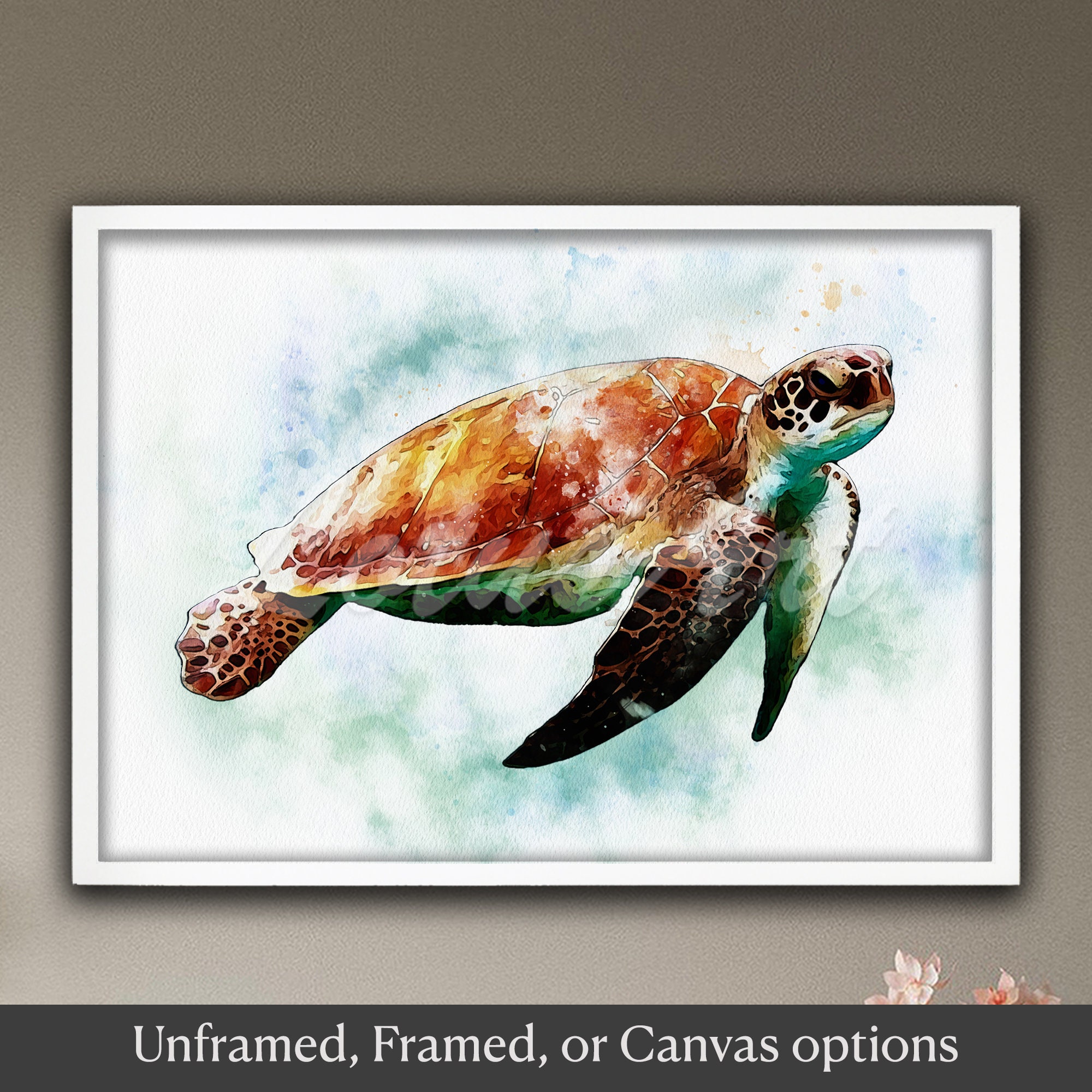 Watercolor Sea Turtle Art Print, Nautical Wall Decor, Personalized Gift