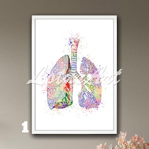 Lungs Wall Art Anatomy Watercolor Print Anatomycal Science Painting Surgery Gift Medical Framed Poster Doctors Office Decor Personalised Art