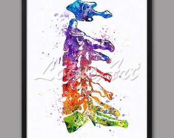 Cervical Vertebrae Watercolor Art Print: Anatomy Decor (Digital Download)