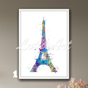 Eiffel Tower Watercolor Painting Wall Art Print France Travel Art Paris Home Decor Personalised Gifts Landmarks Poster