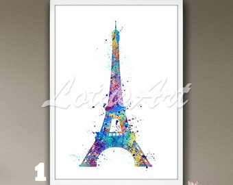 Eiffel Tower Watercolor Painting Wall Art Print France Travel Art Paris Home Decor Personalised Gifts Landmarks Poster