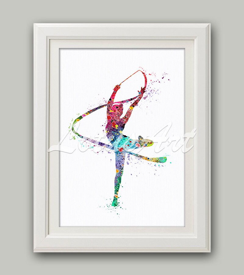 Gymnastique Rythmique Ruban Aquarelle Sports Art Affiche Etsy
