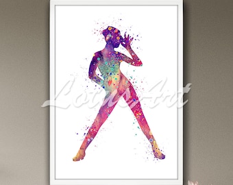 Jazz Dancer Watercolor Print: Modern Dance Art, Girls Room Decor