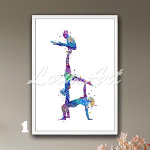 Gymnastics Acrobatic Trio Wall Art Watercolor Print Painting Sport Poster Illustration Girls Room Decor Personalised Gifts