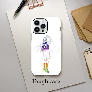 iPhone Hülle Mädchen Baseball Watercolour Personalisiert mit Name und Nummer Freundin Geschenk Sport Samsung Handyhülle Football Player