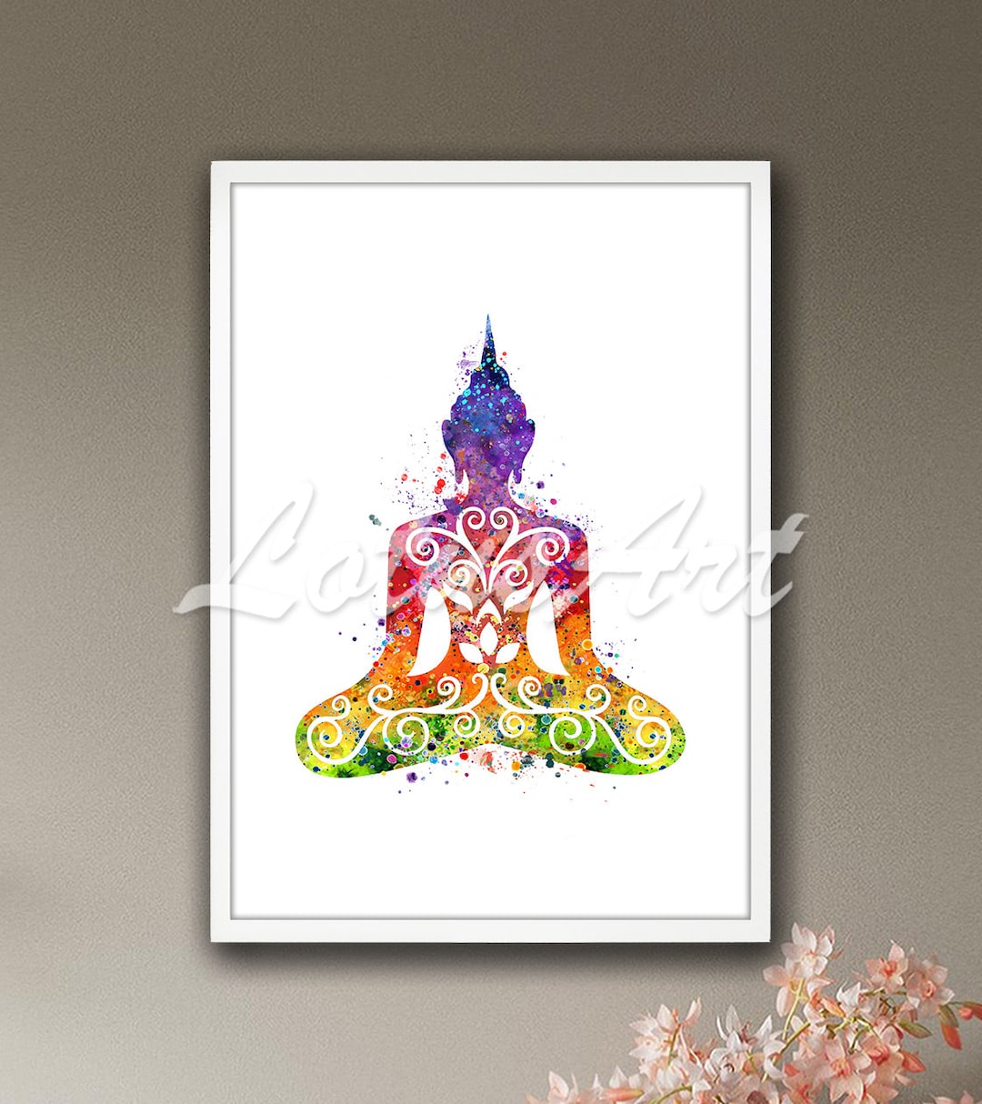 Buddha Wall Art Watercolor Print Illustration Zen Decor Painting Yoga ...