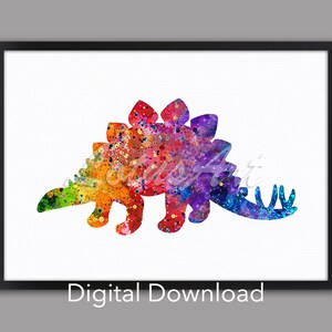 DIGITAL DOWNLOAD Dinosaur Stegosaurus Kids Room Wall Art Nursery Decor Watercolor Print Wild Animals Dino Gift Dinosaur Poster Home Decor
