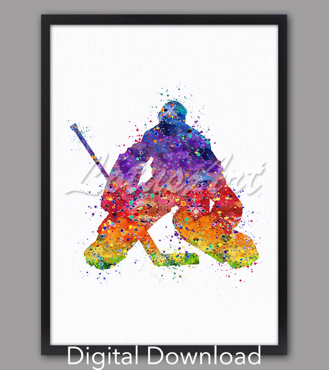 DIGITAL DOWNLOAD Boy Ice Hockey Goalie Wall Art Print Winter Sports
