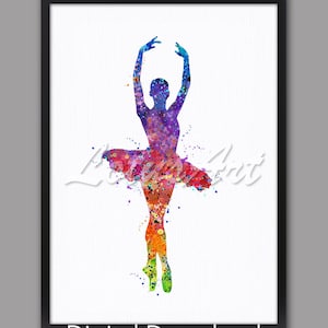 DIGITAL DOWNLOAD Ballerina Wall Art Print Watercolor Ballet Dancer Nursery Art Girl Room Decor Gift for Her Painting Dancer Gift Office Gift