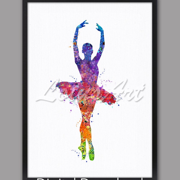 DIGITAL DOWNLOAD Ballerina Wall Art Print Watercolor Ballet Dancer Nursery Art Girl Room Decor Gift for Her Painting Dancer Gift Office Gift