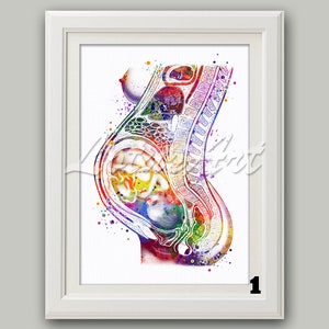 Pregnancy Wall Art Watercolor Print Expect Baby Pregnant Fetus | Etsy