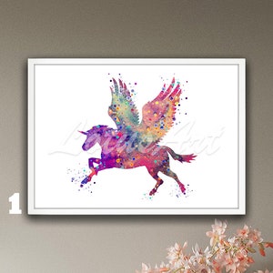 Pegasus Wall Art Watercolor Print Nursery Poster Personalised Gift