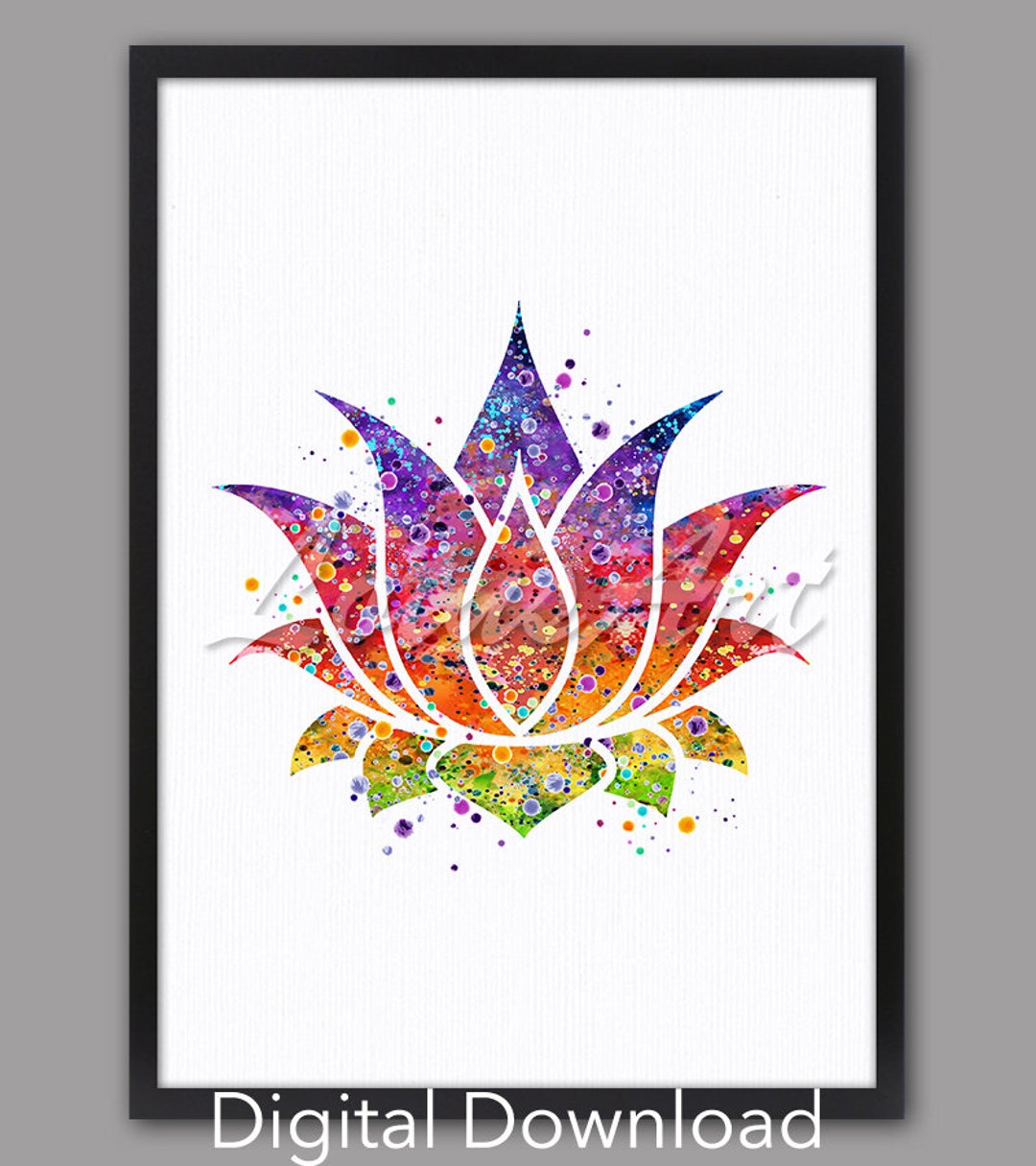 DIGITAL DOWNLOAD Lotus Flower Yoga Zen Decor Watercolor Wall Art Print ...