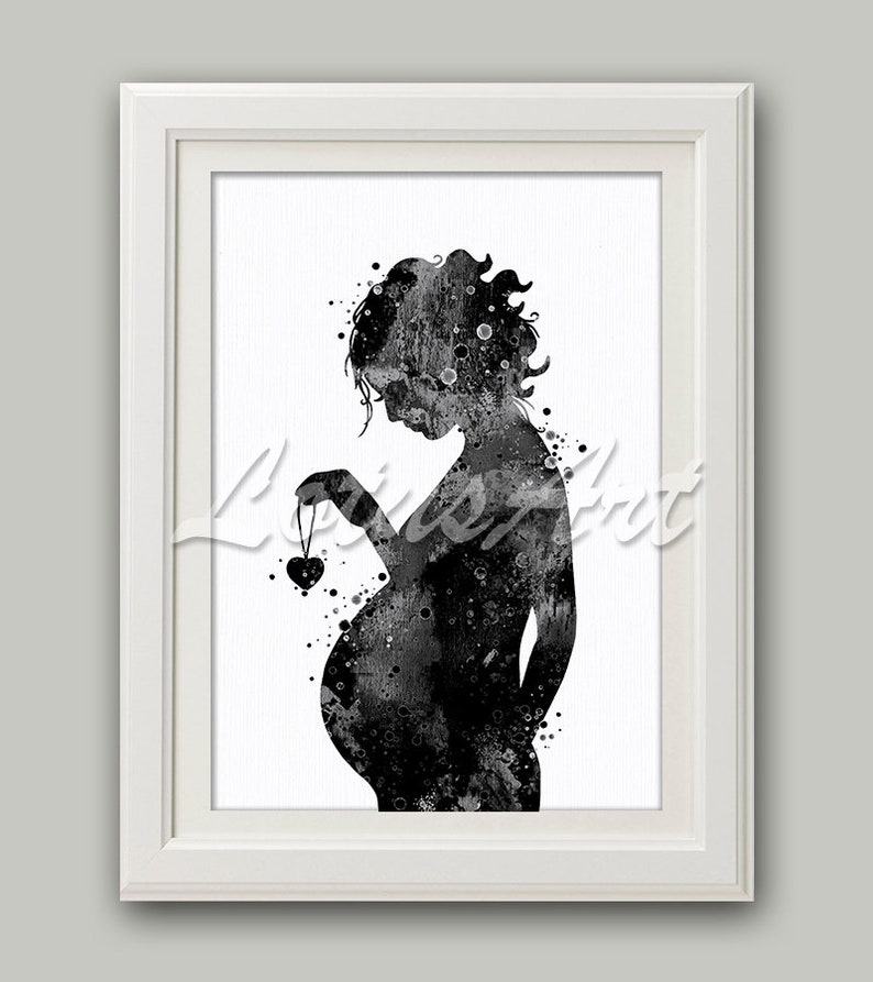 Pregnant Art Childbirth Print Watercolor New Mum Gynecology image 0