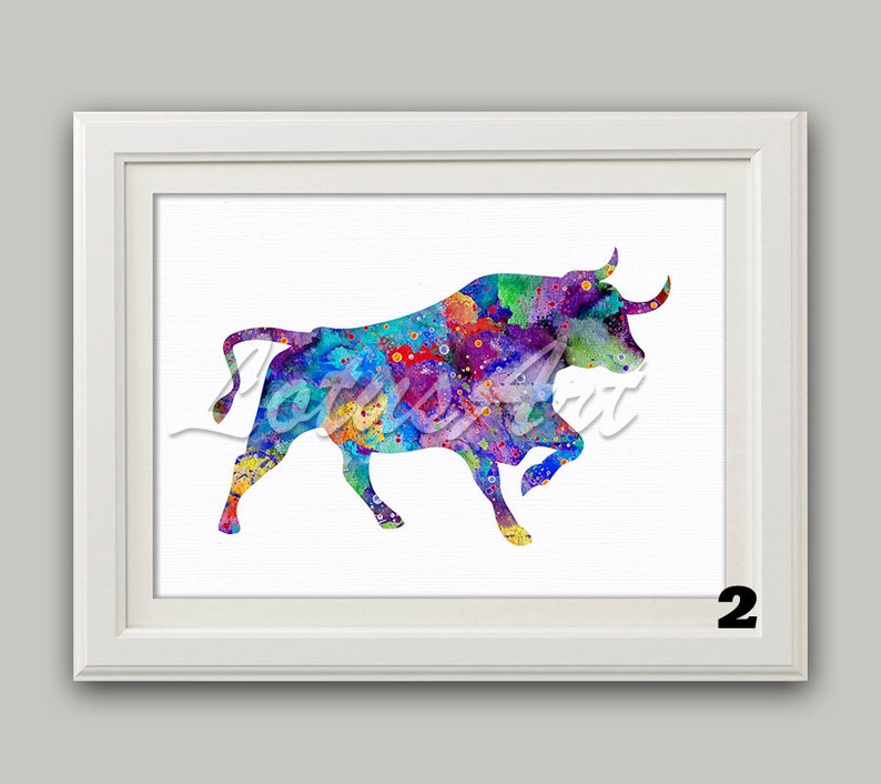 Bull Wall Art Watercolor Print Animals Nursery Art Animal Etsy