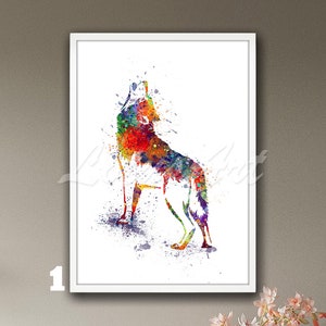 Howling Wolf Art Watercolor Poster