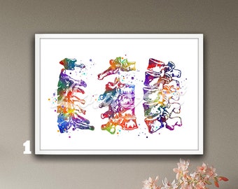 Vertebrae Watercolor Art Print: Framed Medical Anatomy Poster