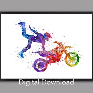 Motocross Sports Art Poster Watercolor Motorcycle Painting Home Decor Dirt Bike Wall Art Boys Room Decor Sports Kids Gifts DIGITAL DOWNLOAD