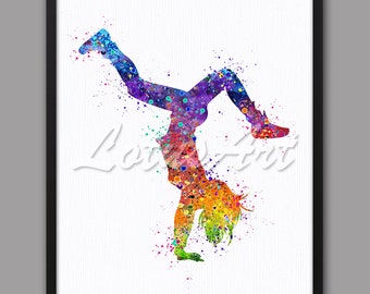Hip Hop Dancer Watercolor Art Print: Girls Room Decor (Digital Download)