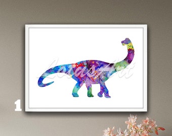 Dinosaur Brachiosaurus Watercolor Wall Art Print