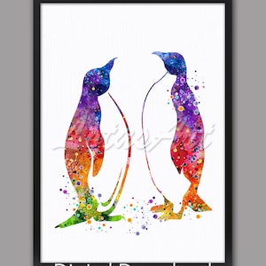 Penguins Family Art Watercolor Print DIGITAL DOWNLOAD
