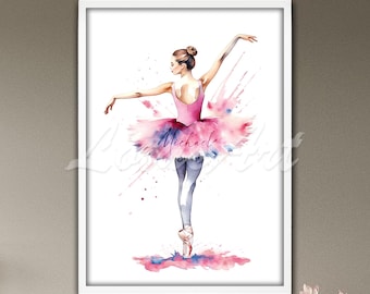 Personalized Ballerina Watercolor Art Print: Ballet Nursery Decor
