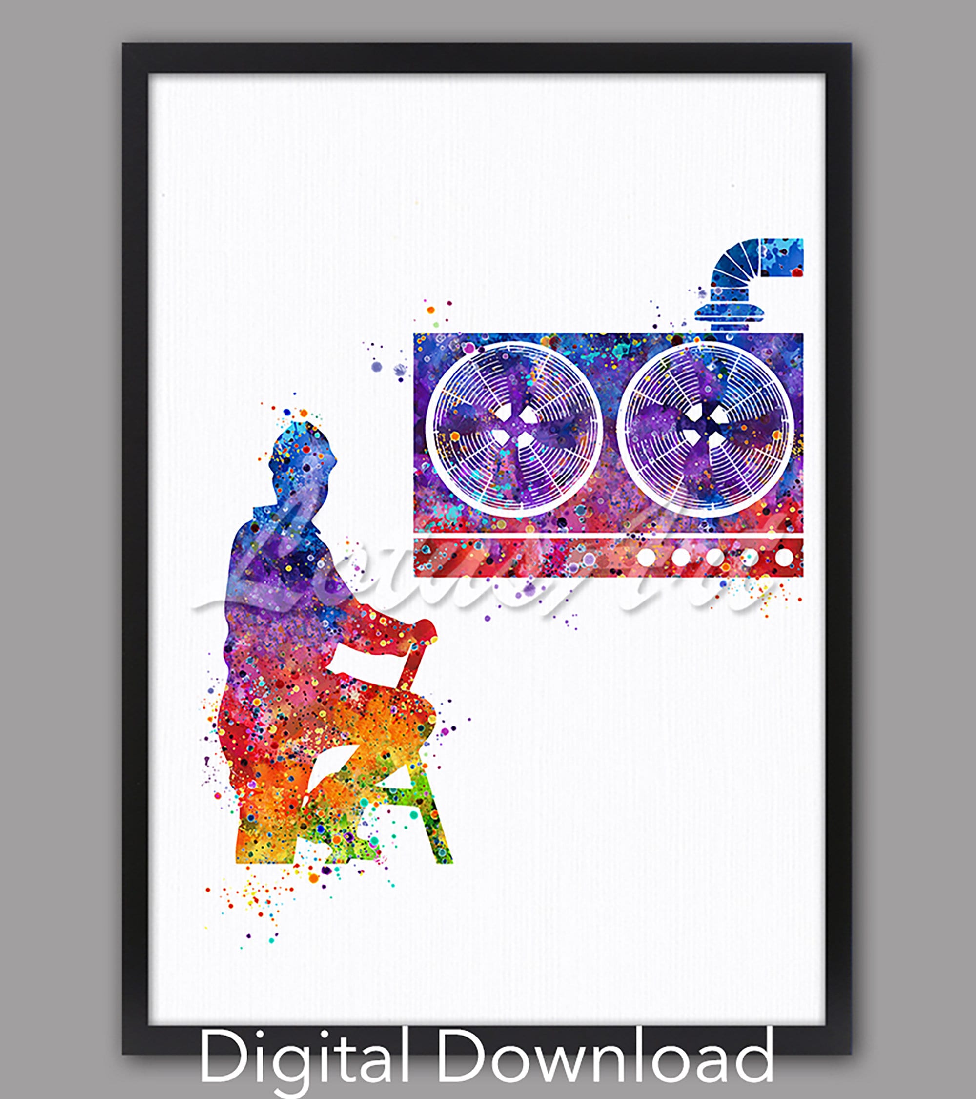 HVAC Art Watercolor Print Air Conditioning Poster Office Decor