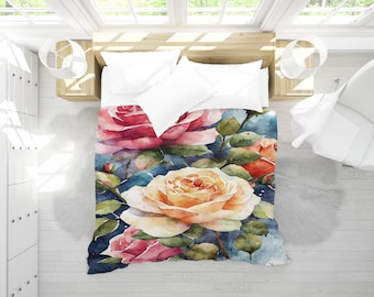 Watercolor Roses Duvet Cover: Romantic Floral Bedding