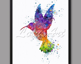 Hummingbird Watercolor Print: Colorful Bird Art Poster (Digital Download)