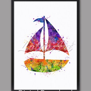Watercolor Boat Art Print: Nautical Nursery Decor (Digital Download)