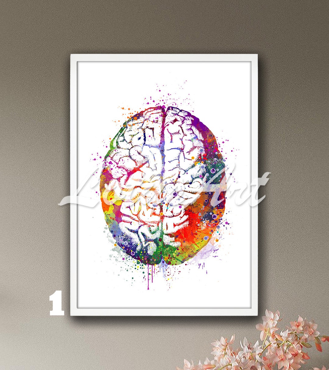 Brain Anatomy Art Watercolor Print Medical Science Neurology Doctor ...