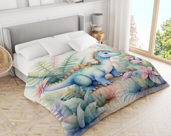 Sleepwish Watercolor Dinosaur Duvet Cover Set - 3D Dino Jungle Print Twin Size, 3 Piece (Cover + 2 Pillowcases) - View #5