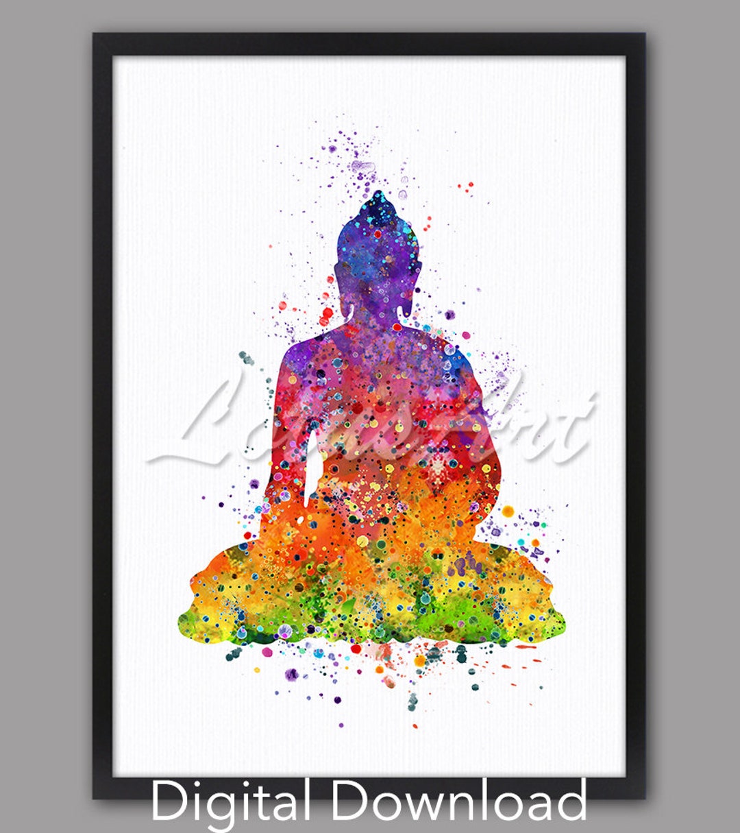 Buddha Wall Art Watercolor Print Zen Decor Yoga Meditation Poster Wall ...
