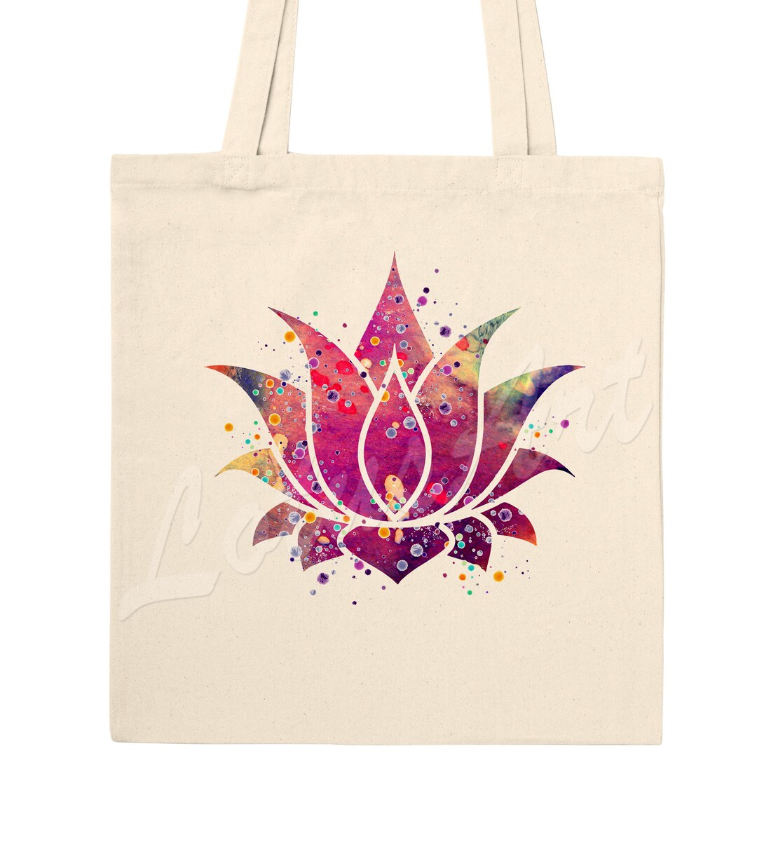 Lotus Flower Tote Bag: Watercolor Art Print, Yoga Bag - Etsy