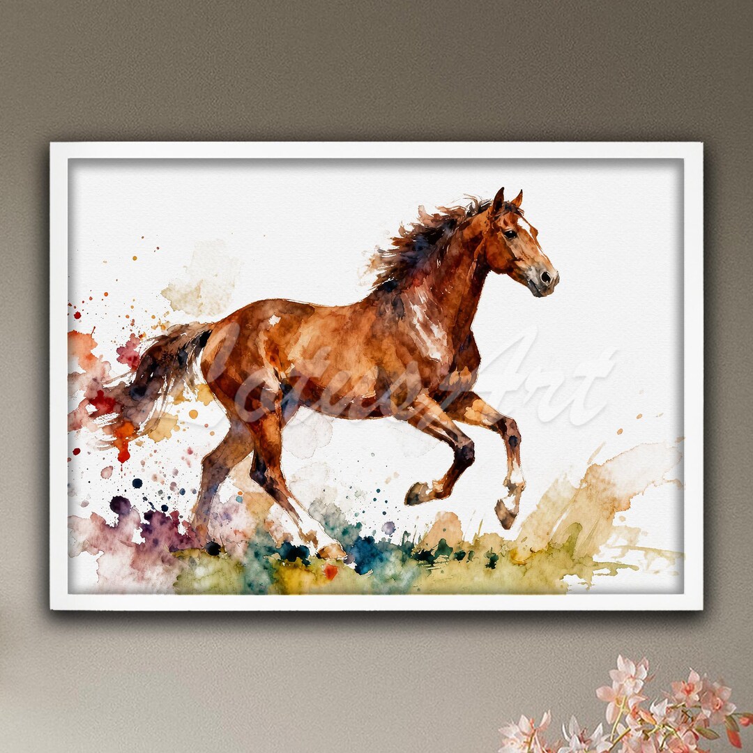 Horse Watercolor Painting Art Print: Equine Wall Art, Farm Animal Decor ...