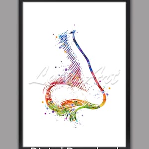 Nose Anatomy Watercolor Art Print: ENT Doctor Gift (Digital Download A4 Size JPG File)