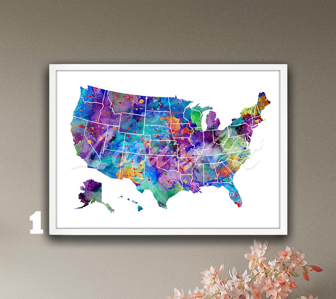United States Map Wall Art Watercolor - Il 1080xN.5753880602 Qpf6