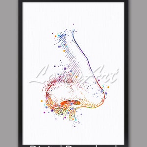 Nose Anatomy Watercolor Art Print: ENT Doctor Gift (Digital Download)