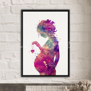 Kobieta w ciąży Wall Art Canvas Decor Nowa mama Spersonalizowany prezent