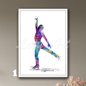Figure Skater Watercolor Print: Personalized Boy&#39;s Sports Decor