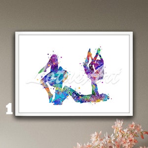 Girls Acrobatic Gymnastics Trio Wall Art Watercolor Print Painting Sport Poster Nursery Art Girls Room Decor Personalised Gifts