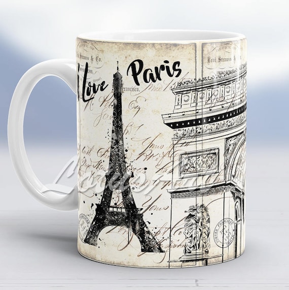 Tazza Da Caffè Parigi 325 Ml - Ceramica Con Torre Eiffel, Notre Dame, Arco Di Trionfo, Lavabile In Microonde