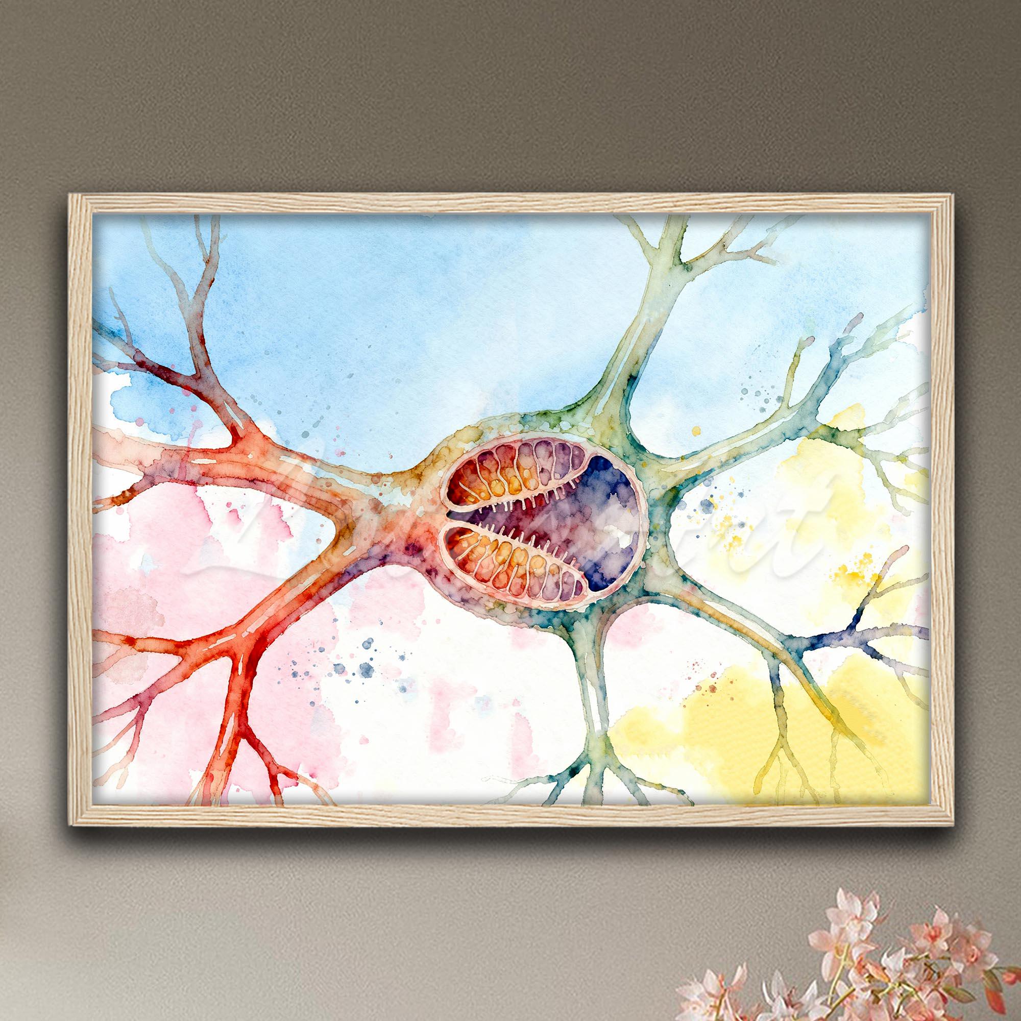 Brain Neurons Nerve Cell Anatomy Poster: Neuroscience Watercolor Art ...