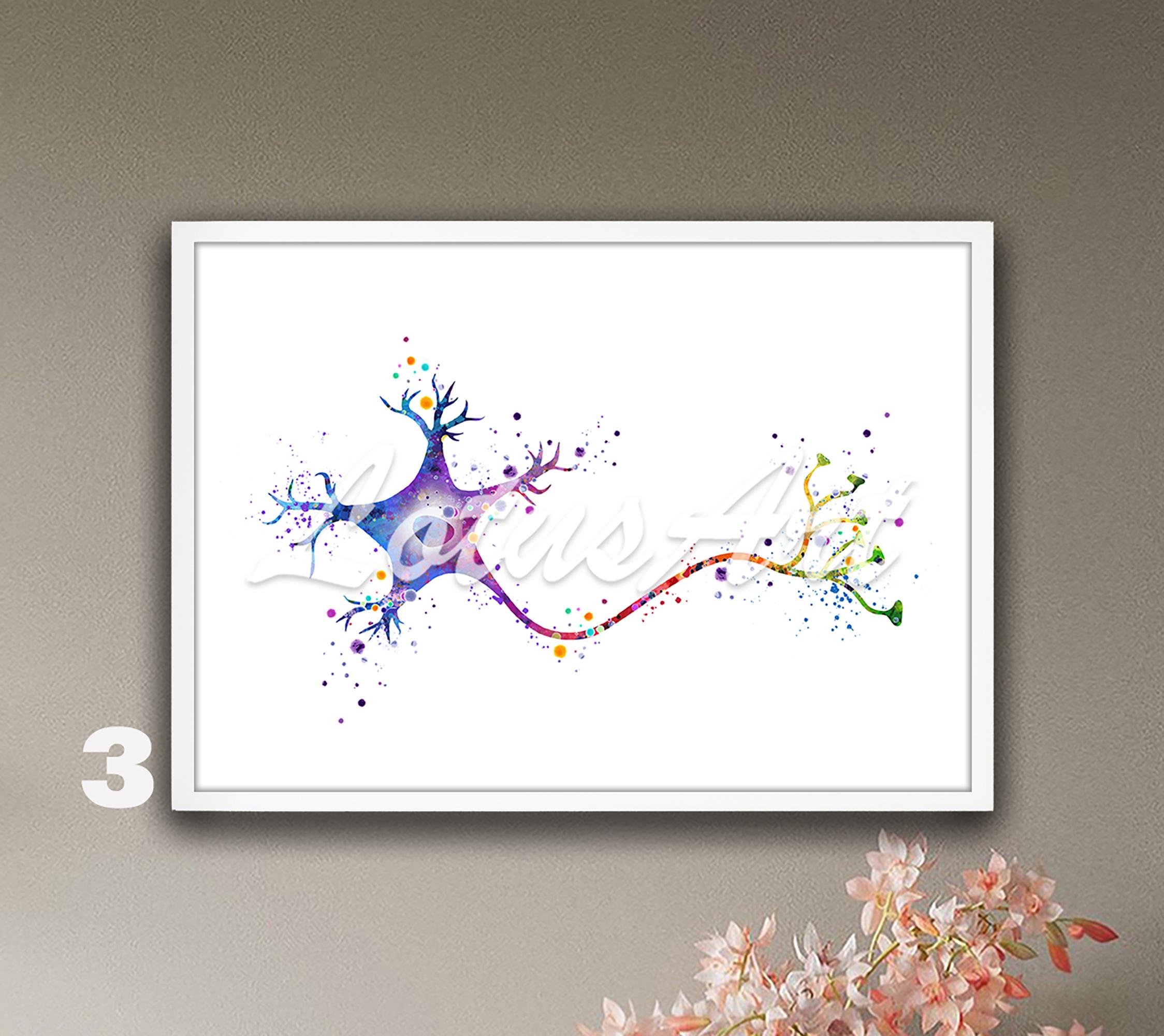 Neuron Watercolor Print: Brain Cell Anatomy Art, Neurology Gift - Etsy