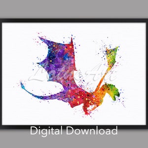 DIGITAL DOWNLOAD Dragon Watercolor Art Decor Fantasy Nursery Print Animal Wall Art Dragon Gift Home Decor Dragon Poster Kids Room Decor