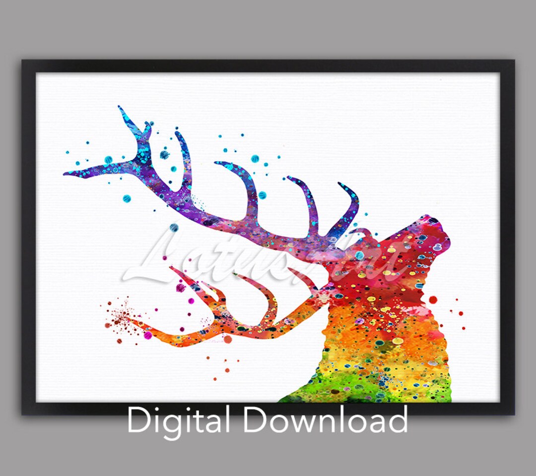 DIGITAL DOWNLOAD Deer Head Wall Art Nursery Poster Wild Forest Etsy