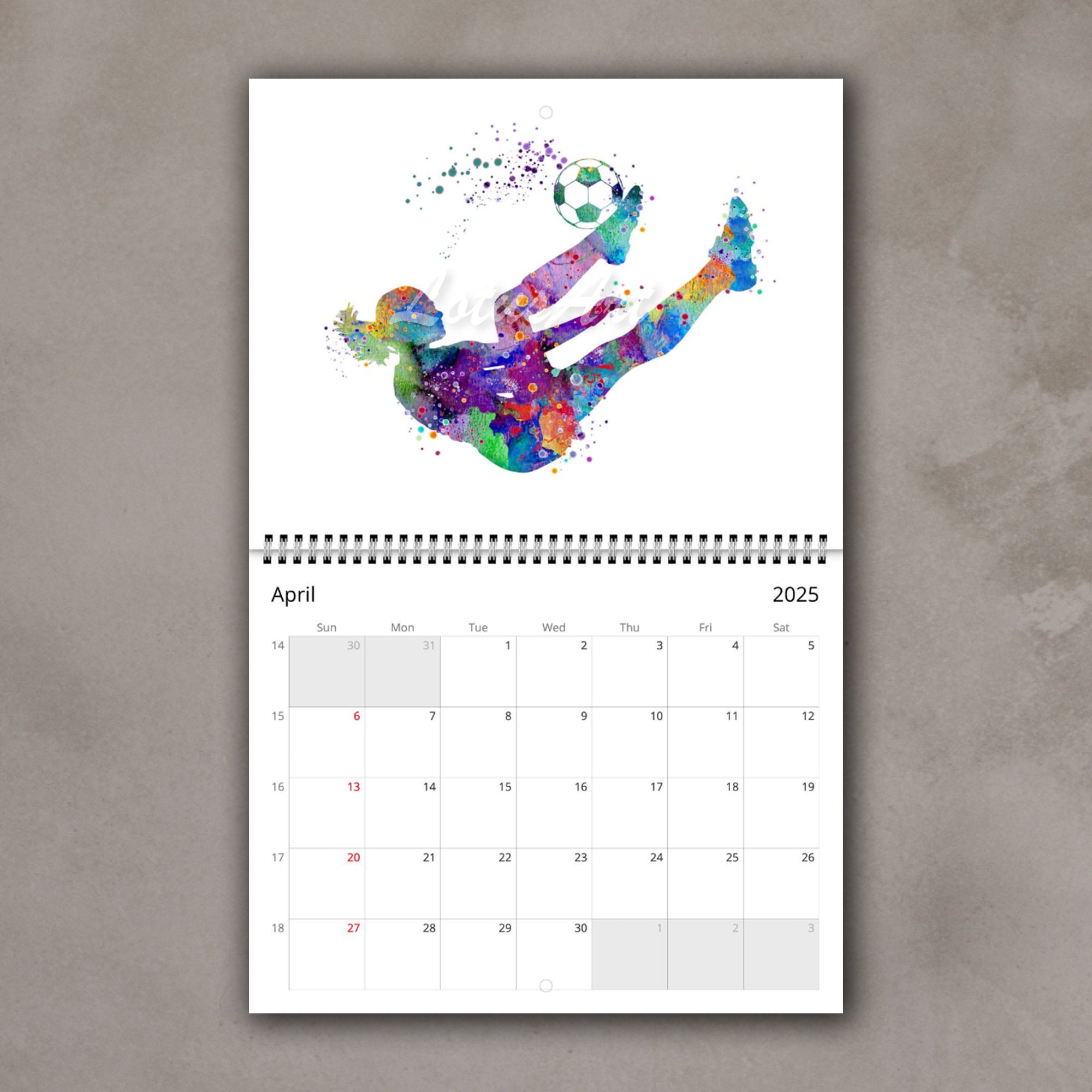 2025-calendar-sports-watercolor-print-office-gift-kids-room-decor-12-month-wall-calendar-etsy