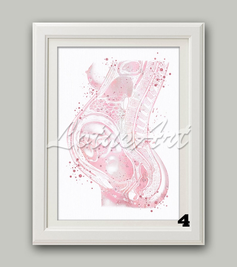 Pregnancy Wall Art Watercolor Print Expect Baby Pregnant Fetus Etsy