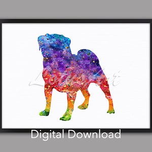 DIGITAL DOWNLOAD Cute Pug Art Kids Room Decor Pug Dogs Lovers Gifts Watercolor Print Dog Wall Art Nursery Art Poster Animals Painting