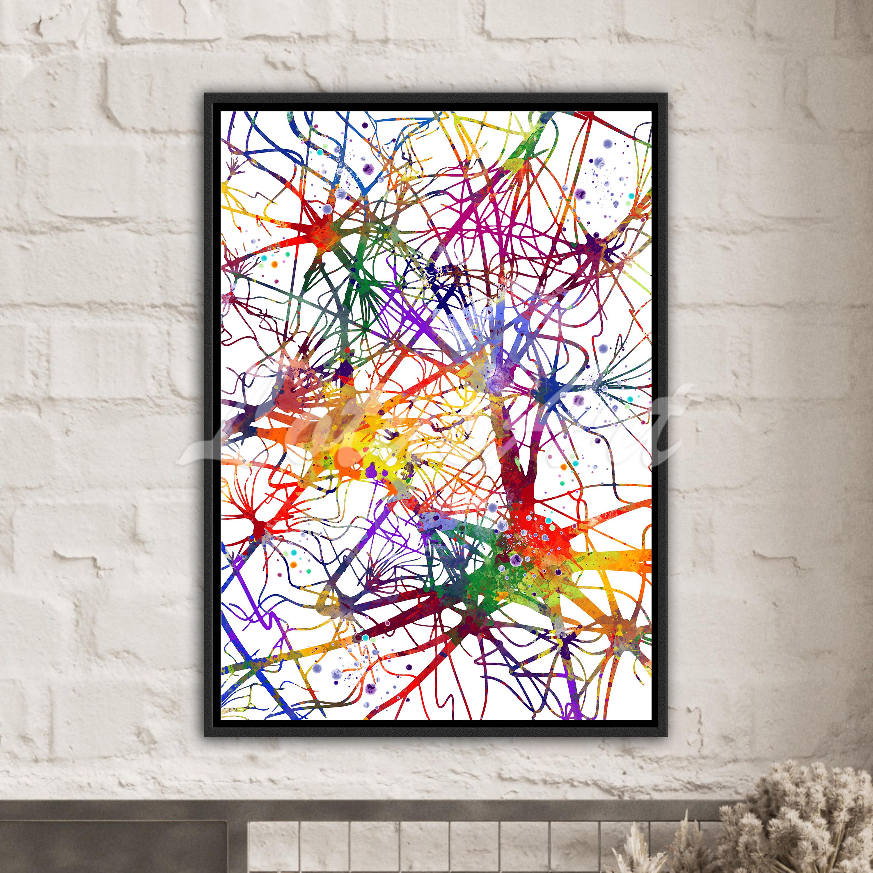 Neurons Cells Wall Art Brain Canvas Anatomy Print Doctor Office Decor Neuroscience Art